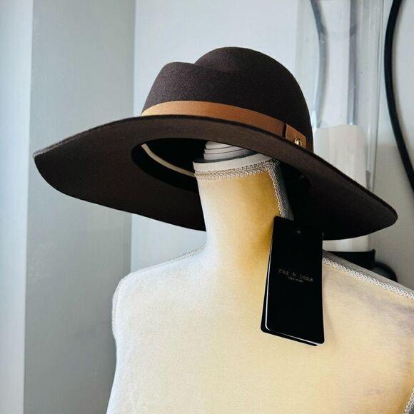 Rag‎ & Bone Zoe Wool Felt Fedora Hat, Spanish Style Pecan Brown, Small, NWT main image 5